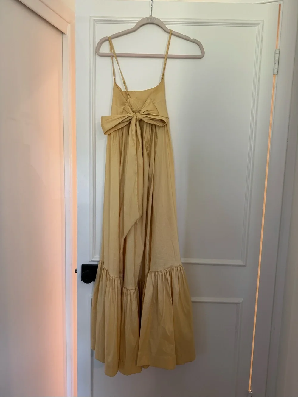 Abercrombie & Fitch Pale Yellow Spaghetti-Strap Maxi Dress